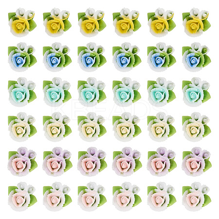 200Pcs Flower Opaque Resin Cabochons CRES-TA0001-73-1