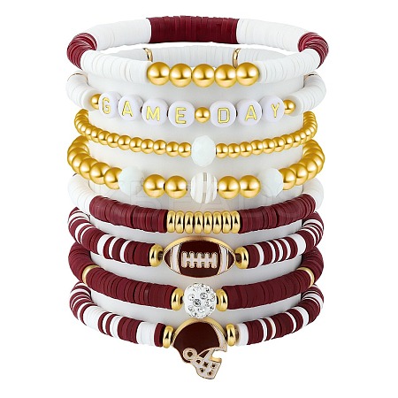 1 Set Handmade Polymer Clay Heishi Beads Stretch Bracelets Set BJEW-SZ0002-67B-02-1