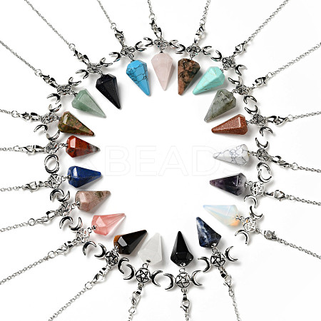 Gemstone Hexagonal Pointed Dowsing Pendulums G-J393-AP-1