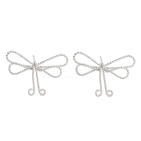 Twisted Bowknot Brass Stud Earrings for Women EJEW-S216-04A-P-1
