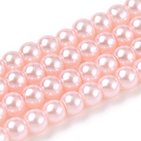 Baking Paint Pearlized Glass Pearl Round Bead Strands HY-Q003-4mm-05-1