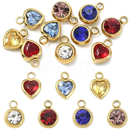 10Pcs 2 Styles 304 Stainless Steel Rhinestone Pendants STAS-YW0002-94-1