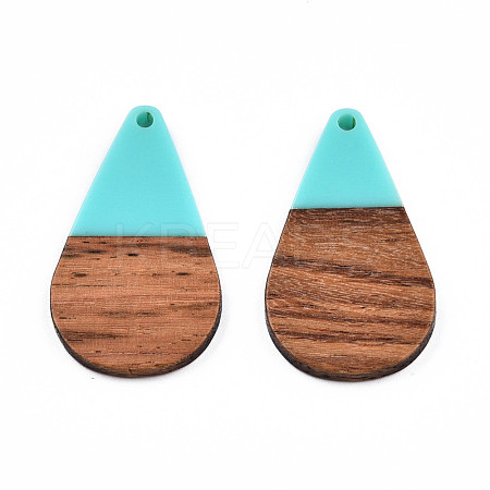 Opaque Resin & Walnut Wood Pendants RESI-N025-030-B03-1