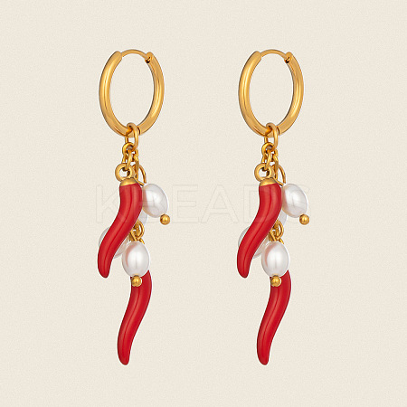 Hot Pepper 304 Stainless Steel Hoop Earrings LS-CA2764-1
