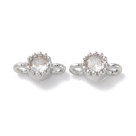 Rack Plating Brass Pave Clear Cubic Zirconia Connector Charms KK-Z039-38P-1