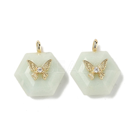 Natural Flower Amazonite Faceted Pendants G-P585-01G-05-1
