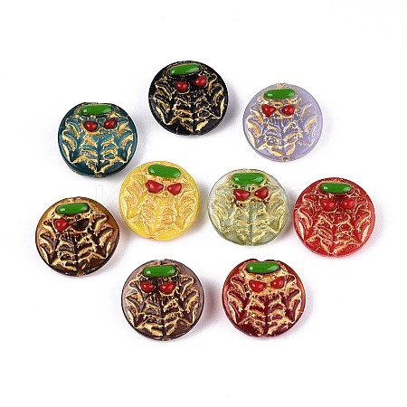 Flat Round with Mushroom Glass Beads GLAA-T025-62M-1