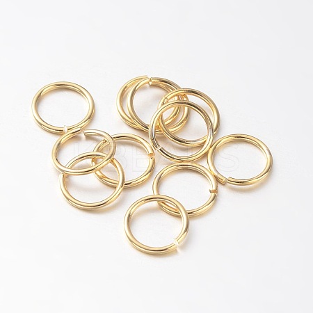 Eco-Friendly PVD Vacuum Plating & Long-Lasting Plated Brass Open Jump Rings KK-E663-10mm-G-1