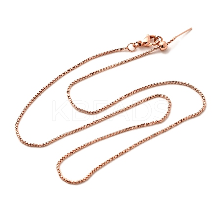 1.5mm Rack Plating Brass Box Chain Adjustable Slider Necklaces for Women Men MAK-L044-35RG-1