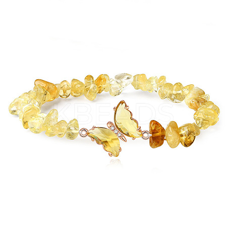 Fashionable Natural Yellow Quartz Chips Beaded Bracelets TI6720-2-1