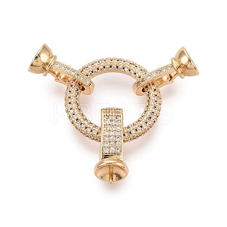 Brass Micro Pave Clear Cubic Zirconia Fold Over Clasps KK-Q074-19G-1