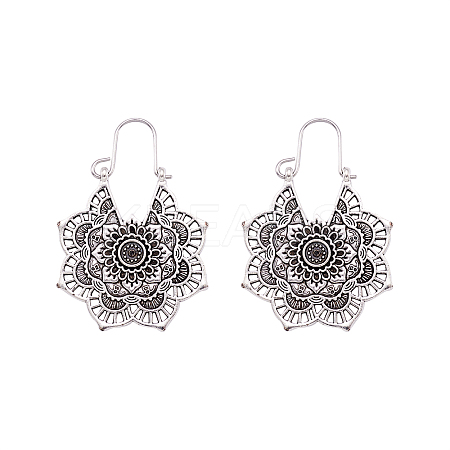 Bohemian Retro Style Alloy Dangle Hoop Earrings X1-EJEW-TAC0003-01AS-1