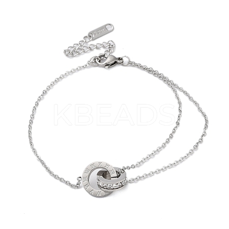 Roman Numerals Stainless Steel Link Bracelets BJEW-L689-01P-1