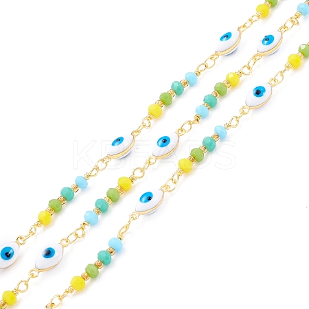 Handmade Brass Enamel Link Chain CHC-D031-09G-1