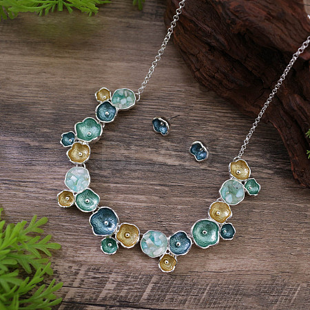 Flower Alloy Enamel Jewelry Set FS-WGE20A8-01-1