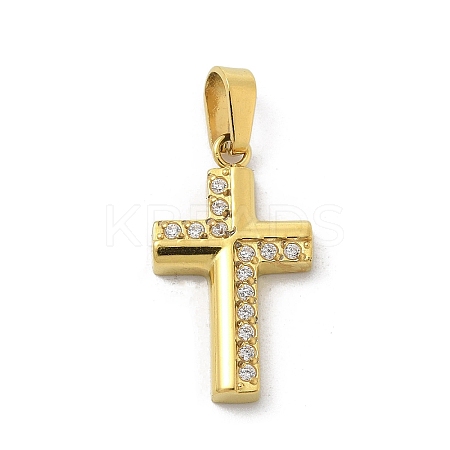 Ion Plating(IP) 304 Stainless Steel Micro Pave Cubic Zirconia Pendants X-STAS-Z107-08G-06-1