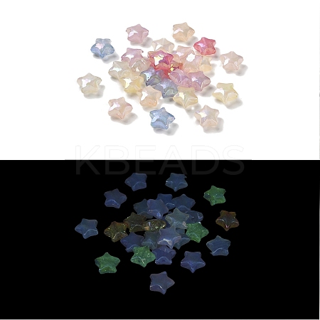 Star UV Plating Luminous Rainbow Iridescent Acrylic Beads LACR-R001-11A-1