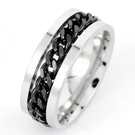 304 Stainless Steel Rotatable Chain Finger Rings for Men FS-WG60CA3-13-1