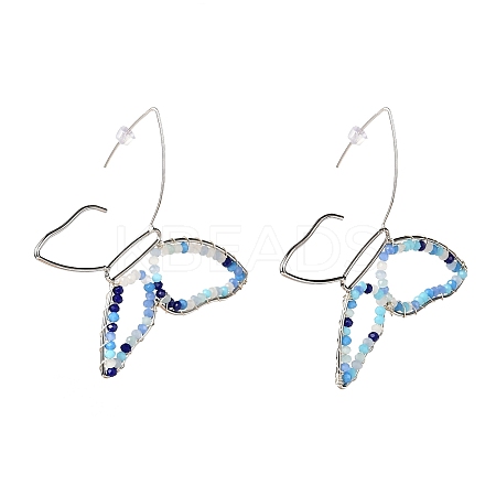 Butterfly Glass Beads Dangle Earrings for Girl Women EJEW-JE04658-01-1