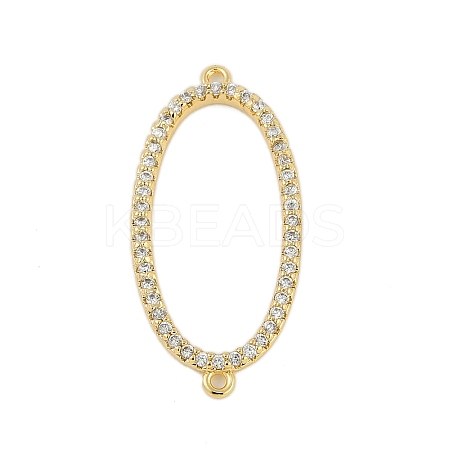Brass Crystal Rhinestone Oval Ring Links Connector Charms KK-S035-05G-1