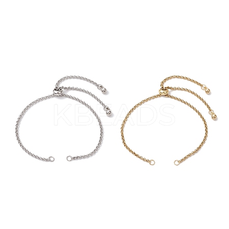 2Pcs 2 Colors 304 Stainless Steel Boc Chain Slider Bracelet Makings AJEW-JB01254-1