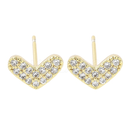Brass Micro Pave Clear Cubic Zirconia Studs Earring for Women EJEW-S217-A11-1