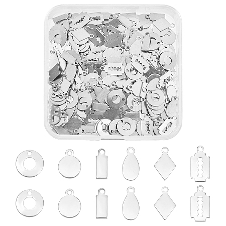 DICOSMETIC 300Pcs 6 Style 201 Stainless Steel Charms STAS-DC0002-39-1