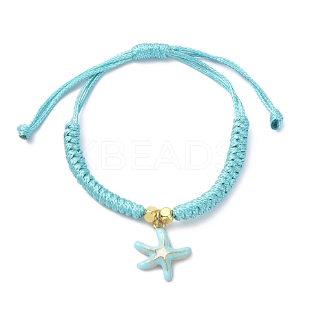 Starfish Shape Alloy Enamel Pendant Bracelets BJEW-JB09883-02-1