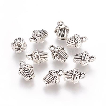 Antique Silver Alloy Cake Pendants X-TIBEP-A113361-AS-LF-1