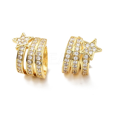 Clear Cubic Zirconia Star Cuff Earrings EJEW-C027-01G-1