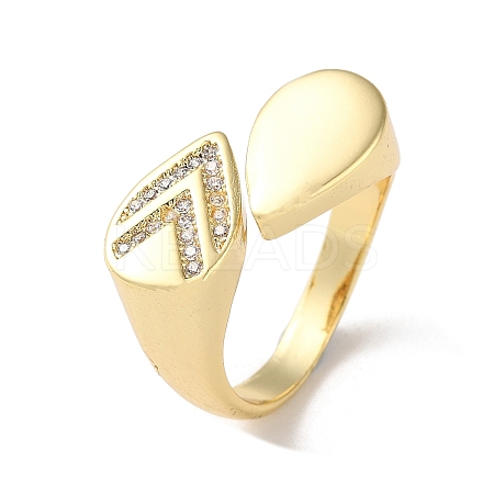 Rack Plating Brass Micro Pave Cubic Zirconia Open Cuff Rings RJEW-M158-02G-1