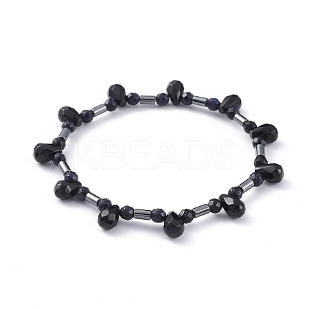 Non-magnetic Synthetic Hematite Beads Stretch Bracelets BJEW-JB04659-03-1