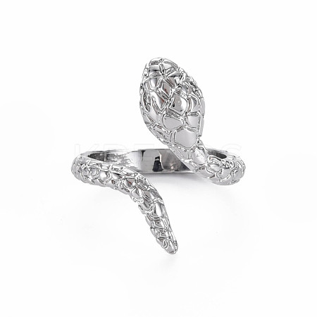 Snake Shape Rack Plating Alloy Cuff Rings RJEW-Q163-012B-RS-1