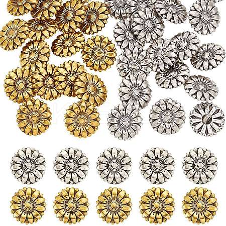 40Pcs 2 Colors 1-Hole Alloy Shank Buttons BUTT-AR0001-13-1