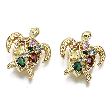 Hollow Brass Micro Pave Colorful Cubic Zirconia Pendants ZIRC-S067-085-NF-1