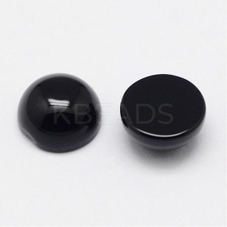 Natural Dyed & Heated Black Agate Cabochons G-F313-01-8mm-1