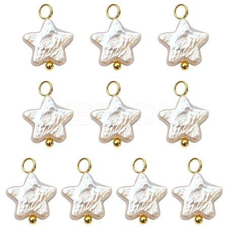 10Pcs Natural Nucleated Baroque Keshi Pearl Pendants PALLOY-YW00106-1