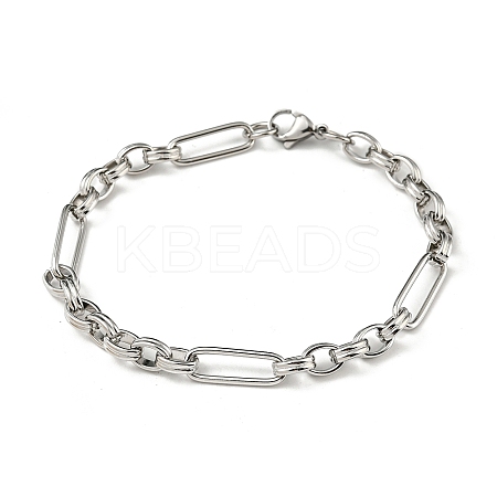 Non-Tarnish 201 Stainless Steel Figaro Chain Bracelets STAS-Z056-09P-1