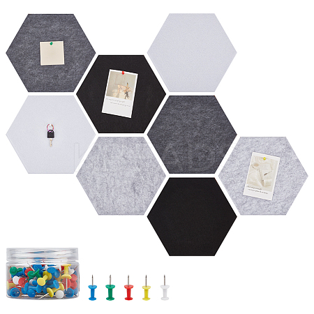 8Pcs 4 Colors Hexagon Sound-absorbing Felt Board AJEW-FG0004-70-1