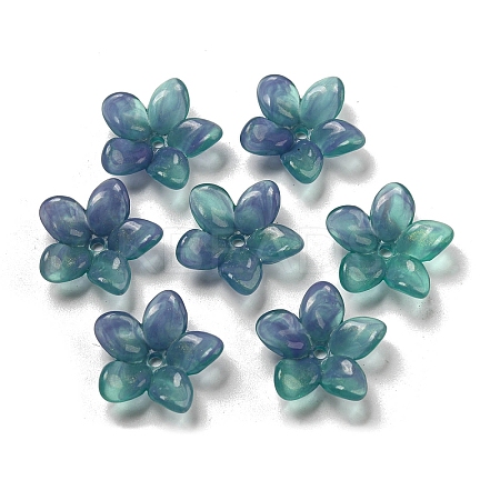 Two-tone Opaque Acrylic Bead Caps OACR-G034-05E-1
