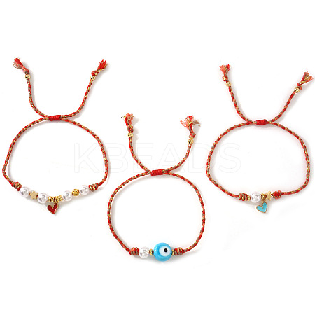 3Pcs Handmade Brass Enamel Charm Bracelets OI2276-11-1