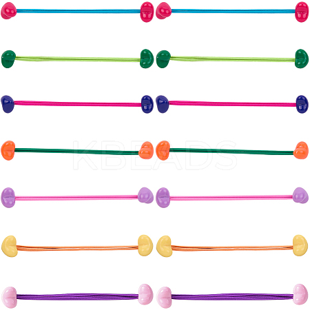 7Pcs 7 Styles Candy Color Acrylic Heart Hair Ties OHAR-CP0001-22B-1