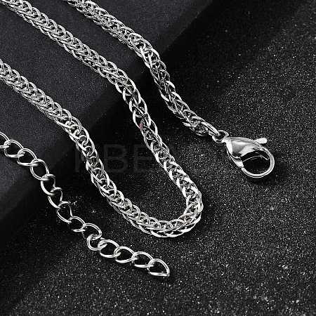 3MM 304 Stainless Steel Wheat Chain Necklaces for Men STAS-V011-03D-P-1