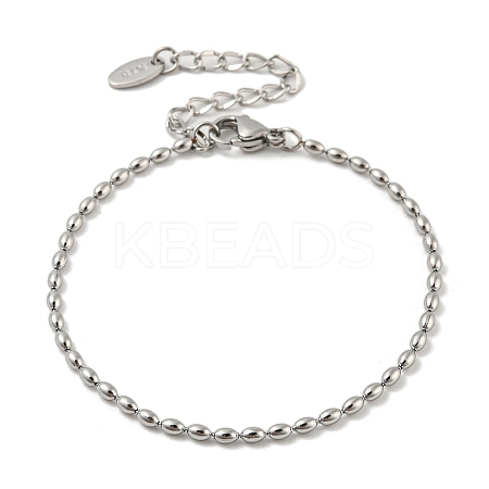 Non-Tarnish 201 Stainless Steel Rugby Beaded Chain Bracelets LS-BJEW-G696-01A-P-1