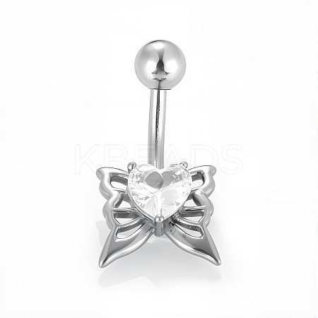 316L Surgical Stainless Steel Pave Clear Cubic Zirconia Curved Barbell Belly Rings FS-WG3A43F-03-1