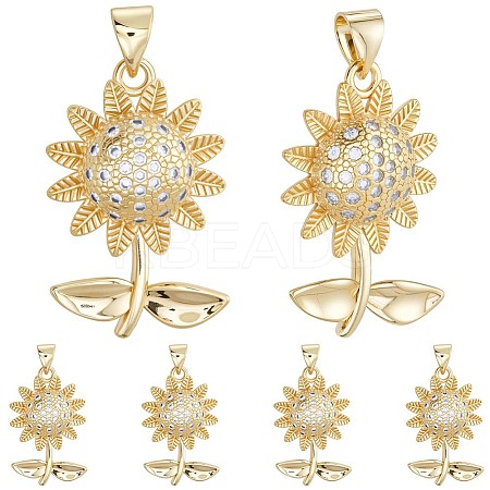 6Pcs Rack Plating Brass Micro Pave Cubic Zirconia Pendants KK-BBC0020-64-1
