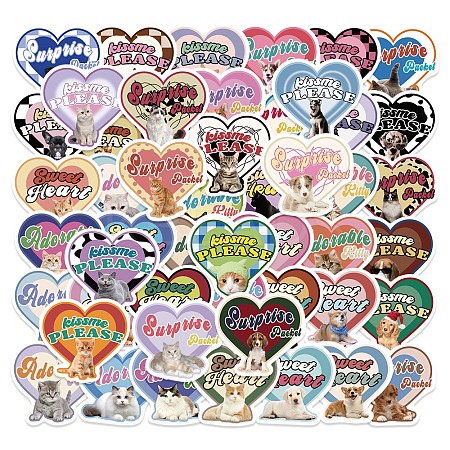 49Pcs Cat and Dog PVC Self Adhesive Stickers Set STIC-C003-01-1