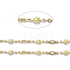 Ion Plating(IP) Golden 304 Stainless Steel Flower & Rhombus Link Chains CHS-D036-01G-02-3