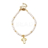 304 Stainless Steel Hollow Cross Charm Bracelets BJEW-JB12300-2