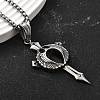 304 Stainless Steel Sword Pendant Necklaces for Women Men NJEW-Z076-02AS-2